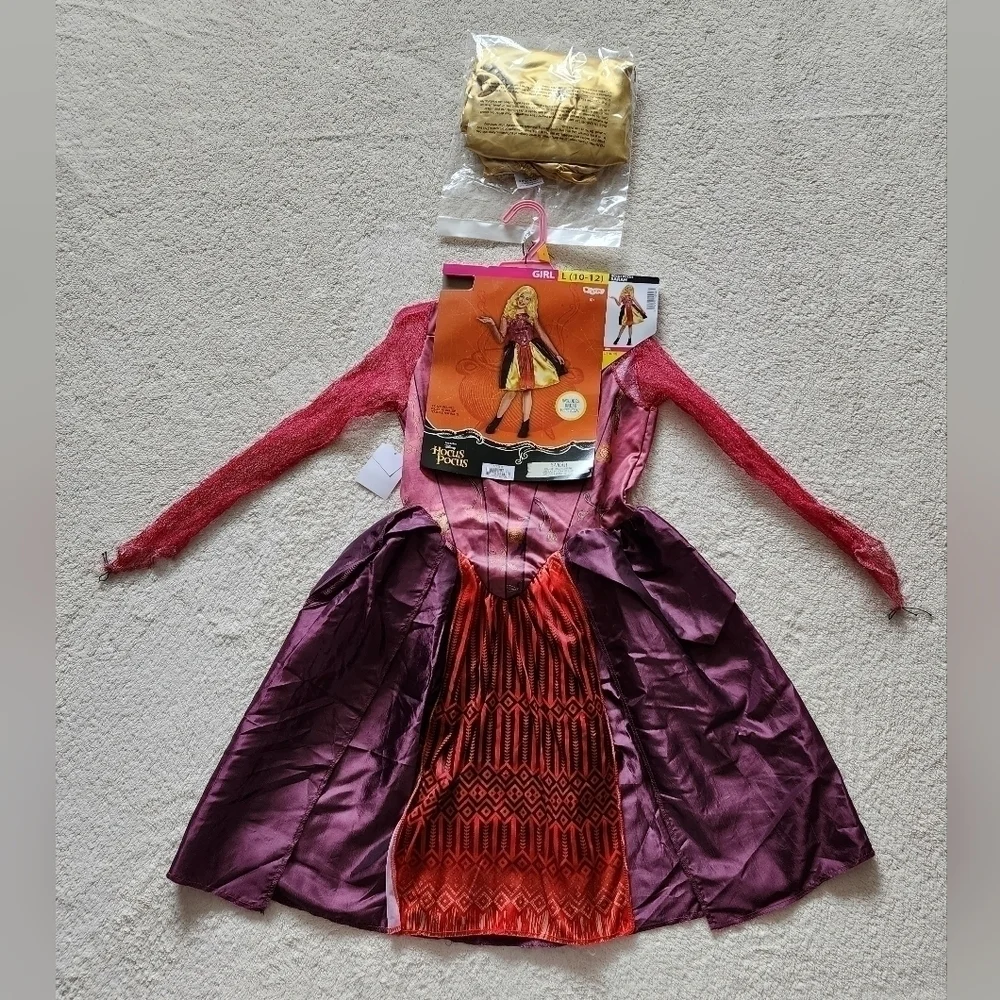 NEW girl's Halloween costume Hocus Pocus Sarah outfit dress and petticoat set